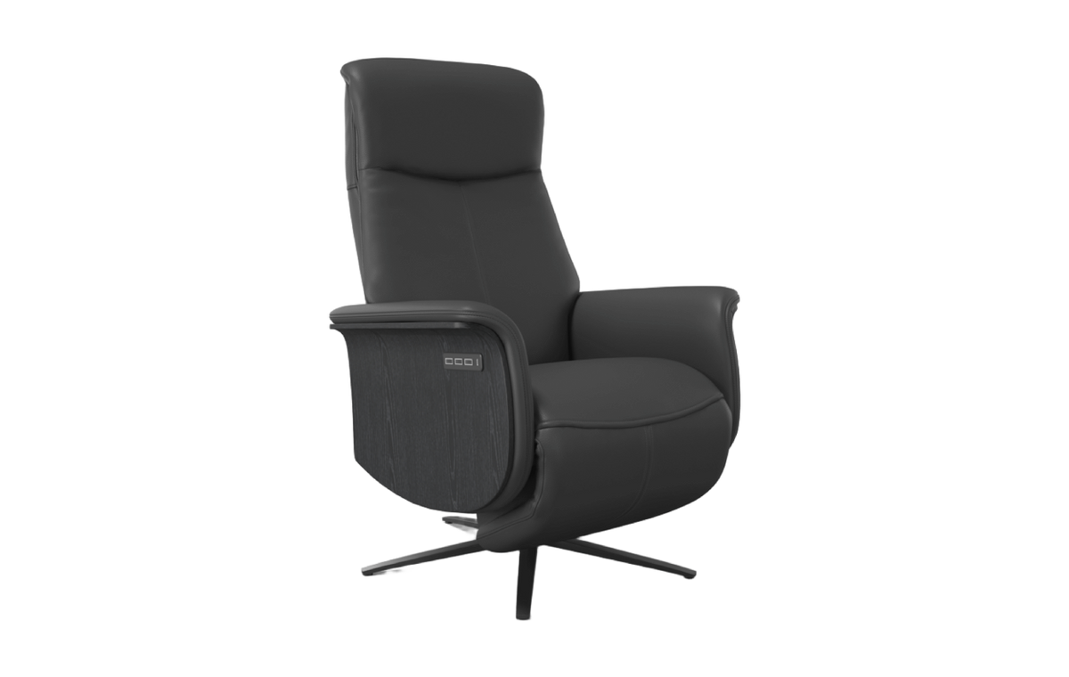 Black recliner chair on a white background