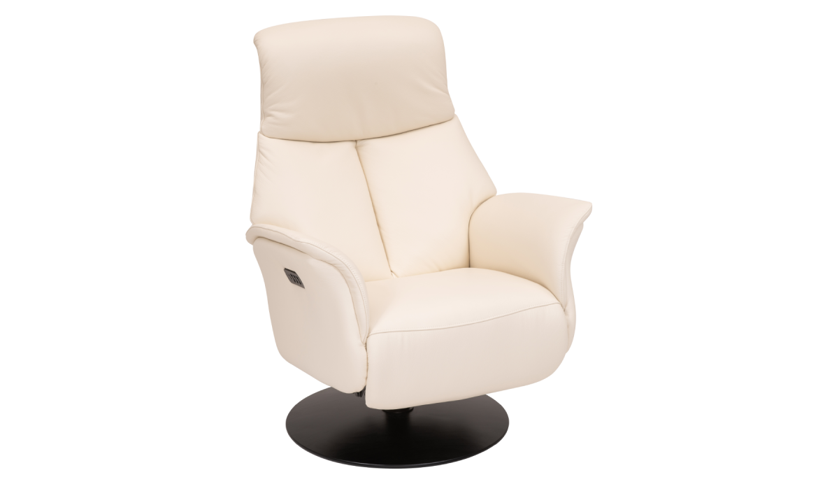 Cream-colored recliner chair on a white background