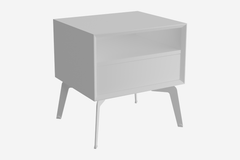 White nightstand with a drawer on a white background