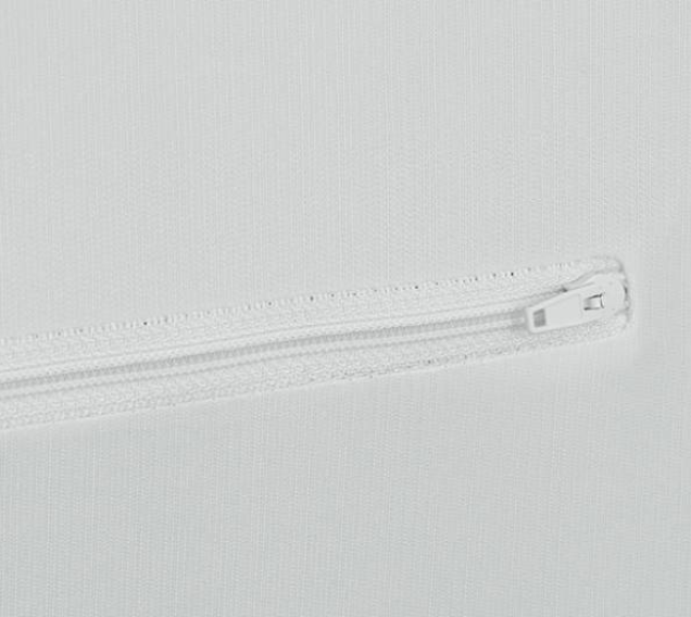 Close-up of a zipper on a white background