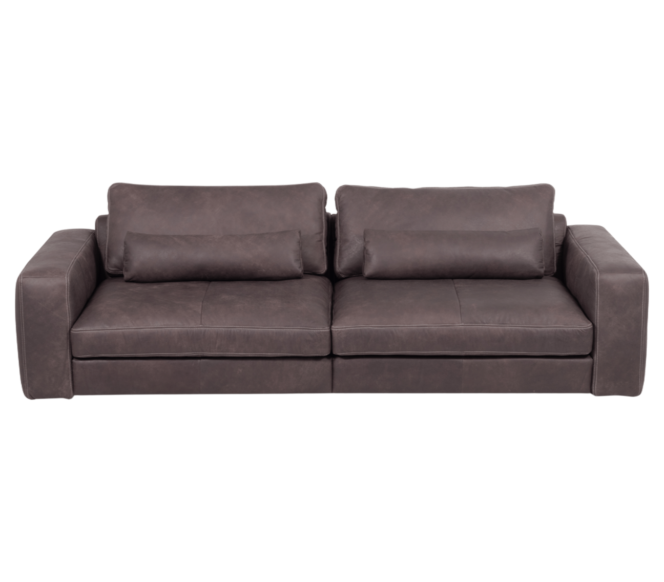 Brown leather sofa on a white background