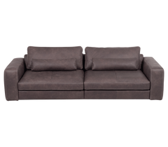 Brown leather sofa on a white background