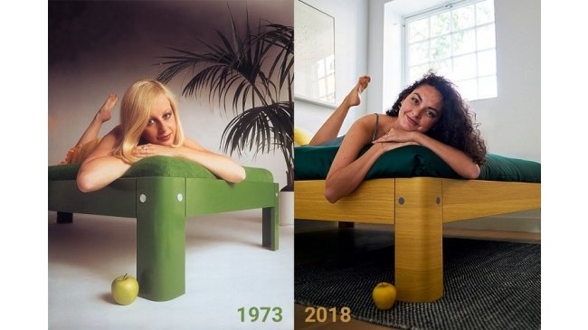 אנשים שנחים על שולחן קטן ליד ניקוי קל לשולחן לצד של מיטת מתכווננת AUPING Auronde 