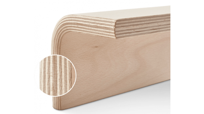 מסגרת מיטת ה- Auronde בנויה מעץ