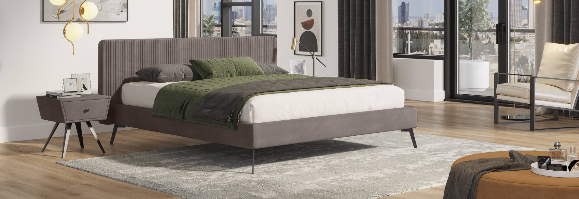 מיטה זוגית Bagira בעיצוב הולנדיה בחדר 